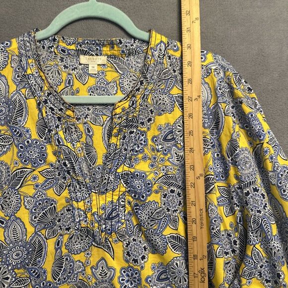 Talbots Paisley Printed Tunic Top Plus Size 3X Yellow Blue Office Career Resort - Picture 6 of 10